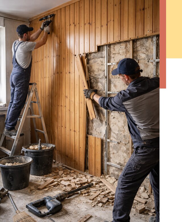 Демонтаж вагонки со стен в Воскресенске от 1499 руб. — снятие, удаление, срочно | ОТДЕЛОЧНИК-Вск