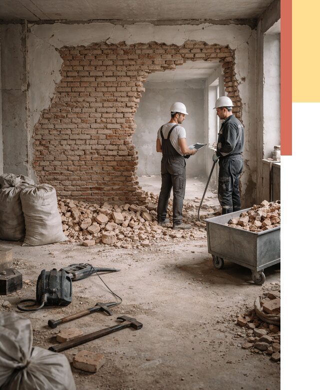 Демонтаж кирпичных стен в Воскресенске от 4342 руб. — быстро, недорого, под ключ | ОТДЕЛОЧНИК-Вск