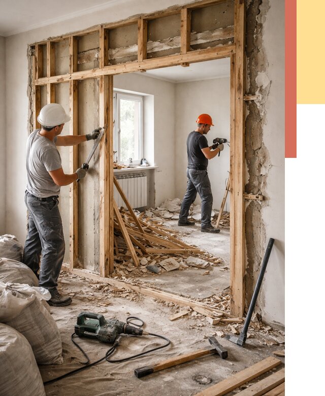 Демонтаж деревянных перегородок в Воскресенске от 3308 руб. — быстро и недорого | ОТДЕЛОЧНИК-Вск