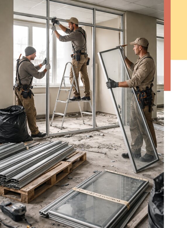 Демонтаж алюминиевых перегородок в Воскресенске от 4342 руб. — быстро и недорого | ОТДЕЛОЧНИК-Вск