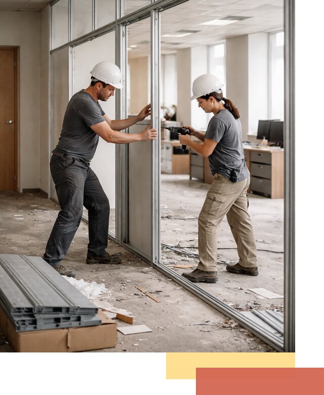 Демонтаж алюминиевых перегородок в Воскресенске быстро и аккуратно