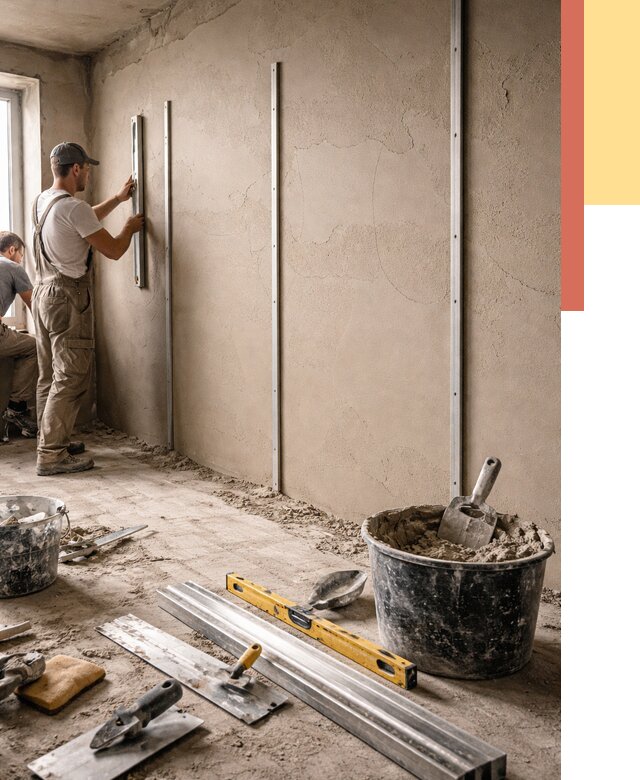 Штукатурка стен по маякам в Воскресенске от 5686 руб./м² — выравнивание под ключ | ОТДЕЛОЧНИК-Вск