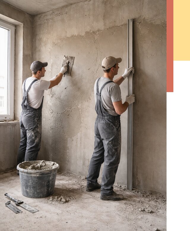 Штукатурка бетонных стен в Воскресенске от 4652 руб/м² — качественно и быстро | ОТДЕЛОЧНИК-Вск