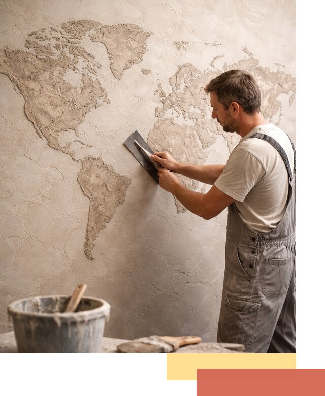 Декоративная штукатурка «Карта мира» под ключ в Воскресенске