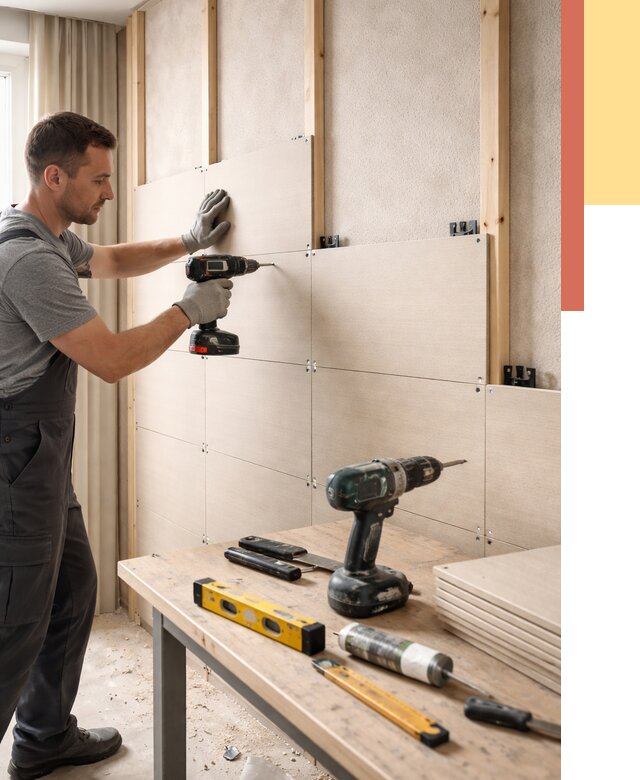 Монтаж МДФ панелей на стены в Воскресенске от 1292 руб. под ключ | ОТДЕЛОЧНИК-Вск