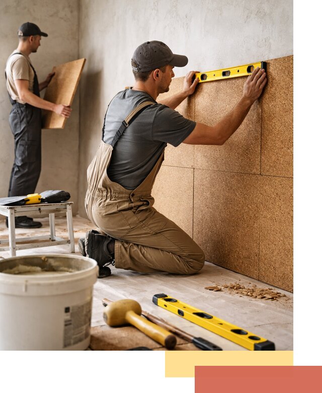 Монтаж пробковых панелей на стены в Воскресенске быстро и качественно