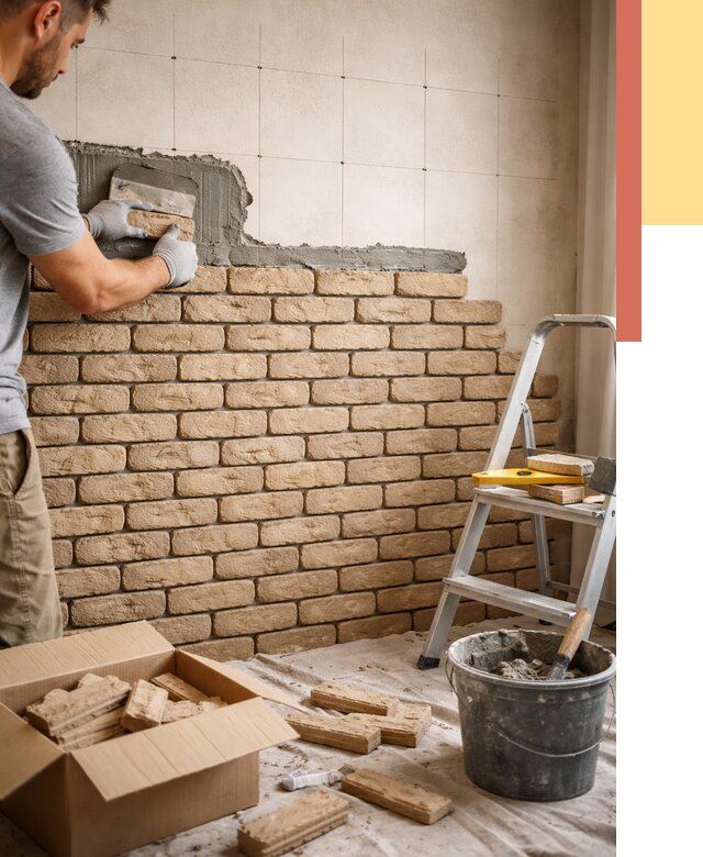 Монтаж декоративного кирпича в Воскресенске от 3308 руб./м² — быстро и недорого | ОТДЕЛОЧНИК-Вск