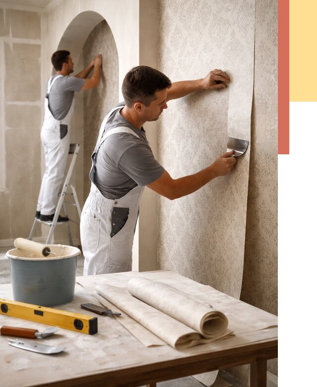 Поклейка обоев на сложные стены в Воскресенске от 2895 руб. под ключ | ОТДЕЛОЧНИК-Вск