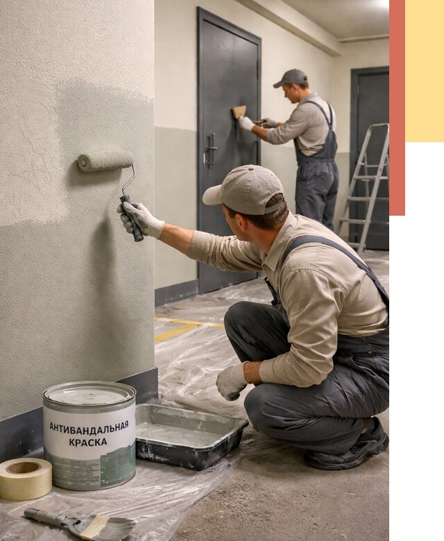 Покраска стен антивандальной краской в Воскресенске от 4652 руб./м² под ключ | ОТДЕЛОЧНИК-Вск