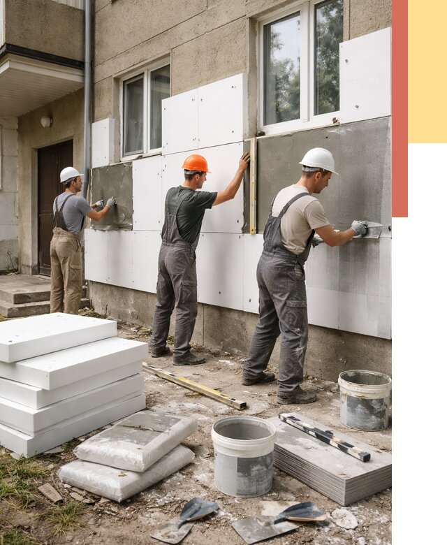 Утепление стен пенопластом в Воскресенске от 1809 руб. — недорого и под ключ | ОТДЕЛОЧНИК-Вск