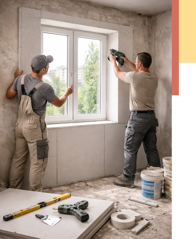 Монтаж откосов из гипсокартона в Воскресенске от 4652 руб. под ключ | ОТДЕЛОЧНИК-Вск