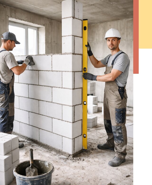 Кладка перегородок из пеноблока в Воскресенске от 1861 руб. под ключ | ОТДЕЛОЧНИК-Вск