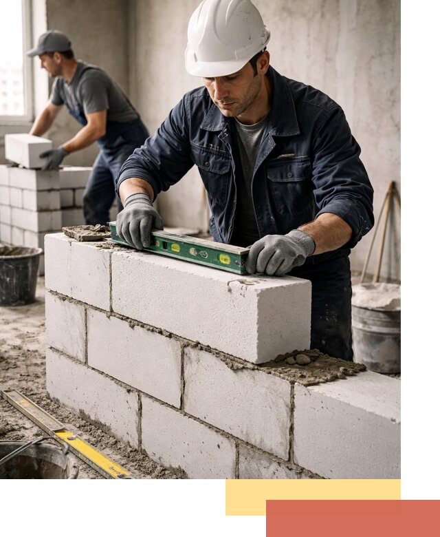 Кладка перегородок из пеноблока под ключ в Воскресенске