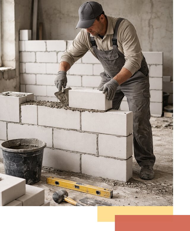 Кладка перегородок из силикатного блока в Воскресенске