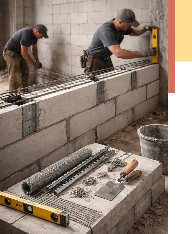 Армирование кладки перегородок в Воскресенске от 775 руб. под ключ | ОТДЕЛОЧНИК-Вск