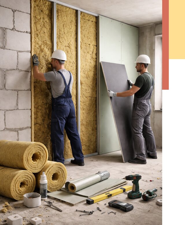 Шумоизоляция перегородок из блоков в Воскресенске от 1913 руб./м² — быстро и недорого | ОТДЕЛОЧНИК-Вск