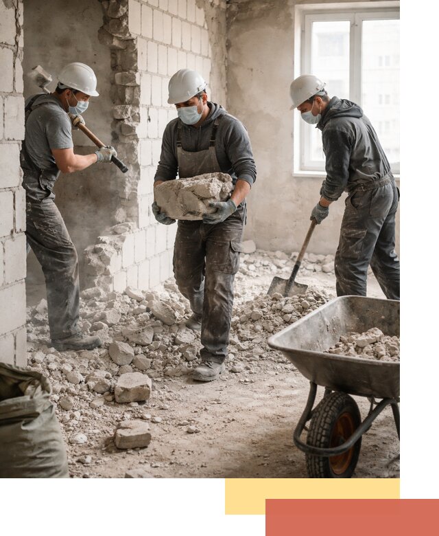 Демонтаж блочных перегородок в Воскресенске быстро и аккуратно