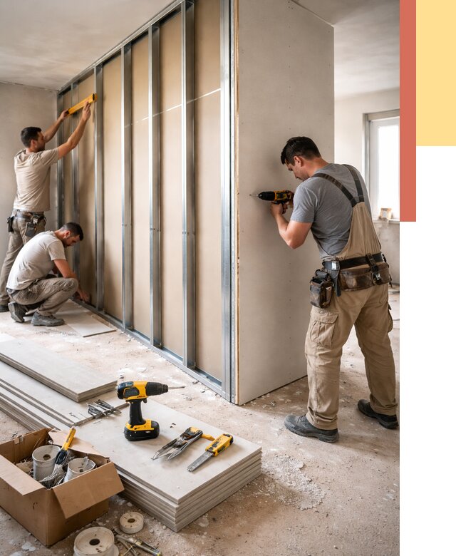 Монтаж однослойной перегородки из гипсокартона в Воскресенске от 672 руб. | ОТДЕЛОЧНИК-Вск