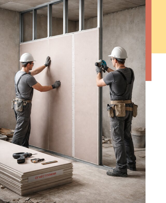 Перегородка из огнестойкого гипсокартона в Воскресенске от 1913 руб. под ключ | ОТДЕЛОЧНИК-Вск
