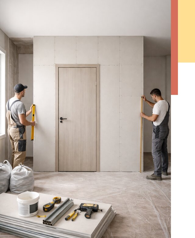 Перегородка из гипсокартона с дверью в Воскресенске от 4652 руб. под ключ | ОТДЕЛОЧНИК-Вск