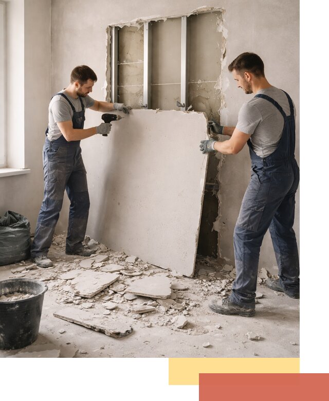 Демонтаж перегородки из гипсокартона в Воскресенске быстрый и аккуратный