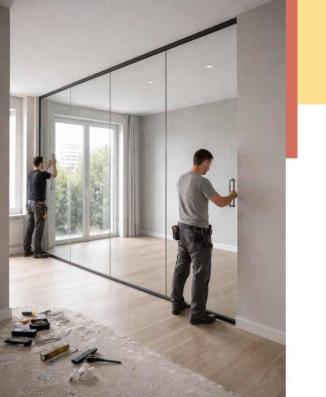 Изготовление стеклянных перегородок в Воскресенске от 12767 руб. под ключ | ОТДЕЛОЧНИК-Вск