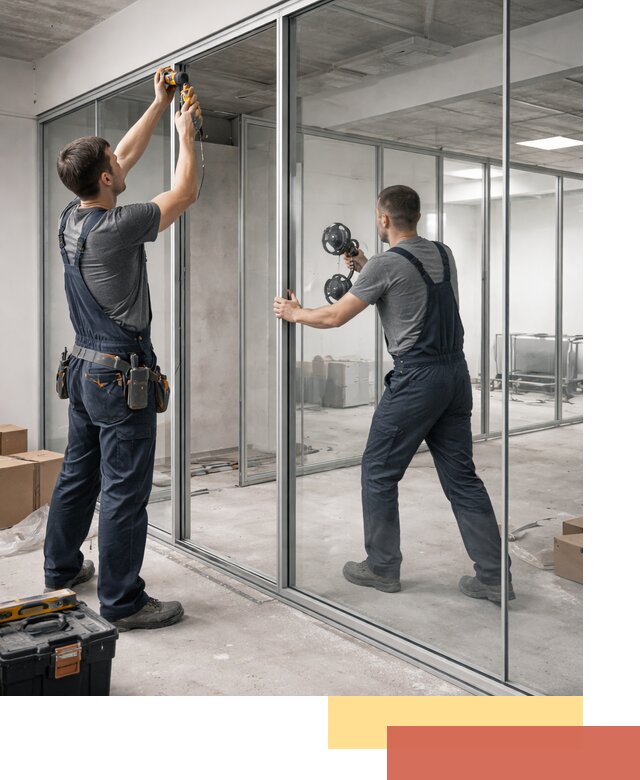 Алюминиевые перегородки со стеклом в Воскресенске — изготовление и монтаж