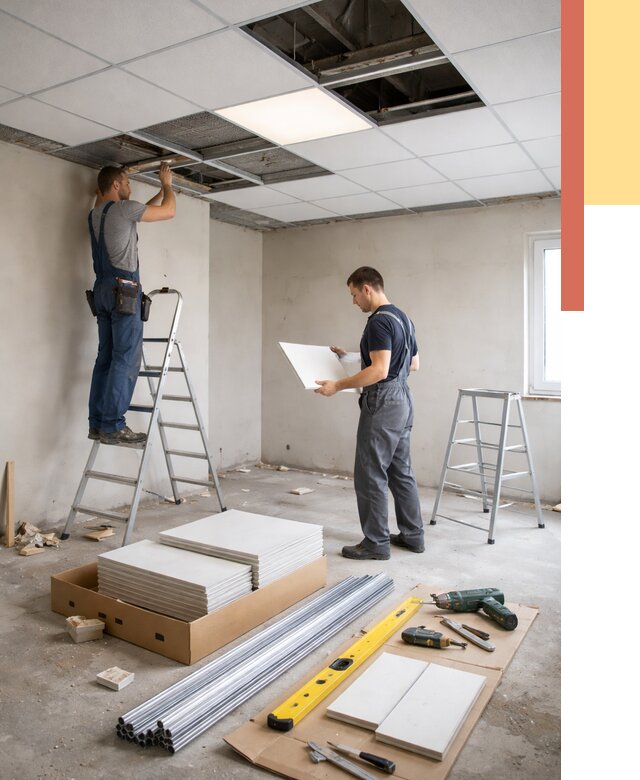 Монтаж потолка армстронг в Воскресенске от 4652 руб/м2 — быстрая установка под ключ | ОТДЕЛОЧНИК-Вск