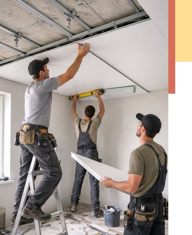 Монтаж потолка из ПВХ панелей в Воскресенске от 3618 руб./м2 — быстро и недорого | ОТДЕЛОЧНИК-Вск