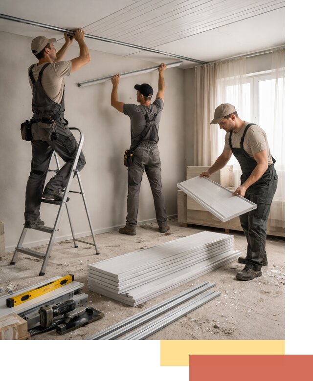 Монтаж потолка из ПВХ панелей в Воскресенске оперативно и качественно