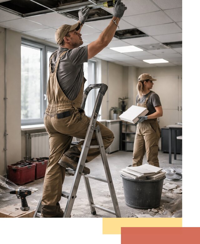 Ремонт потолка Армстронг и замена плит в Воскресенске