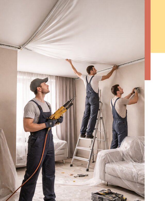 Установка натяжного потолка в Воскресенске от 4652 руб. | Быстро и недорого — ОТДЕЛОЧНИК-Вск