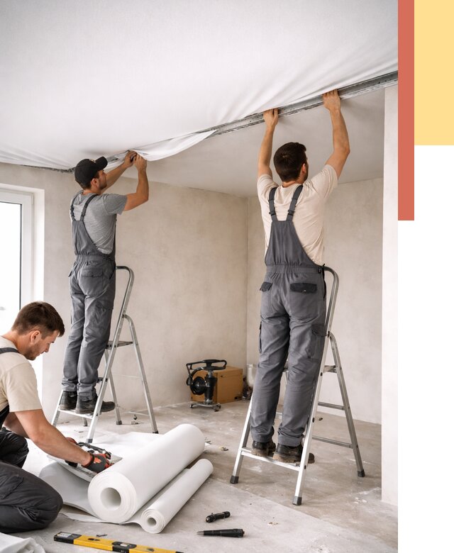 Монтаж тканевого натяжного потолка в Воскресенске от 3618 руб. под ключ | ОТДЕЛОЧНИК-Вск