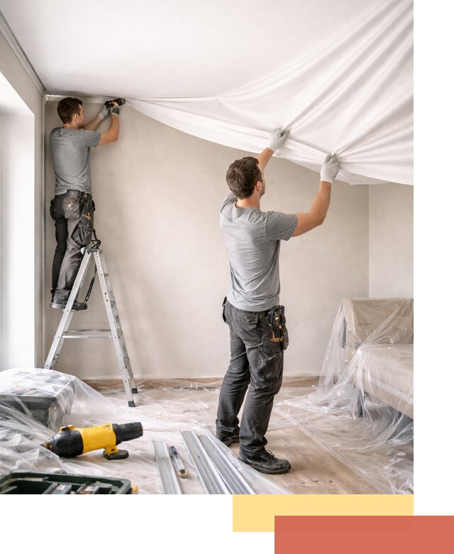 Монтаж тканевого натяжного потолка в Воскресенске недорого и быстро