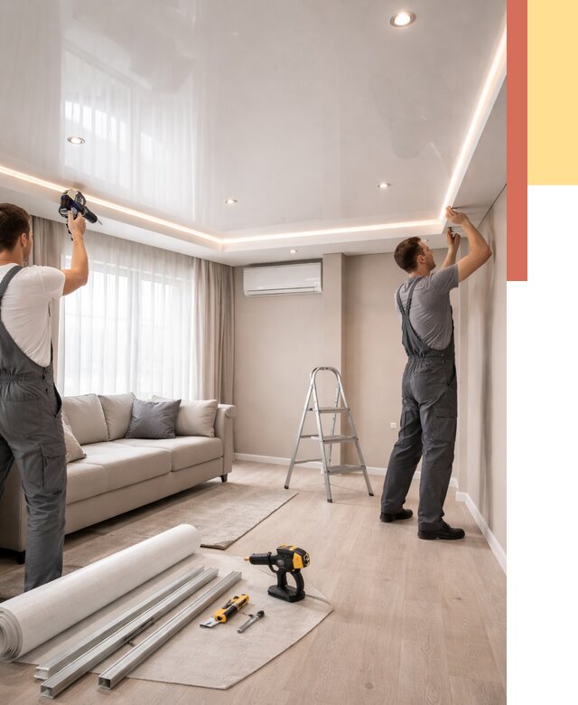 Монтаж глянцевого натяжного потолка в Воскресенске от 775 руб. под ключ | ОТДЕЛОЧНИК-Вск