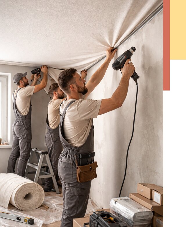 Монтаж фактурного натяжного потолка в Воскресенске от 775 руб. — ОТДЕЛОЧНИК-Вск