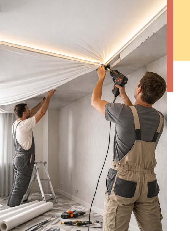 Монтаж натяжного потолка с подсветкой в Воскресенске от 982 руб. | ОТДЕЛОЧНИК-Вск