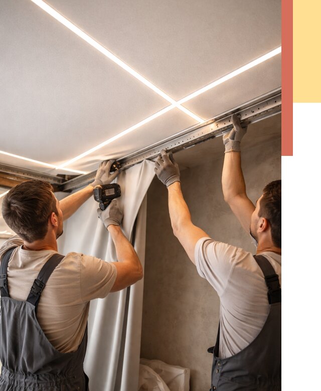 Монтаж натяжного потолка со световыми линиями в Воскресенске от 1241 руб. | ОТДЕЛОЧНИК-Вск