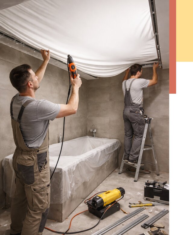 Монтаж натяжного потолка в ванной в Воскресенске от 1241 руб. под ключ | ОТДЕЛОЧНИК-Вск