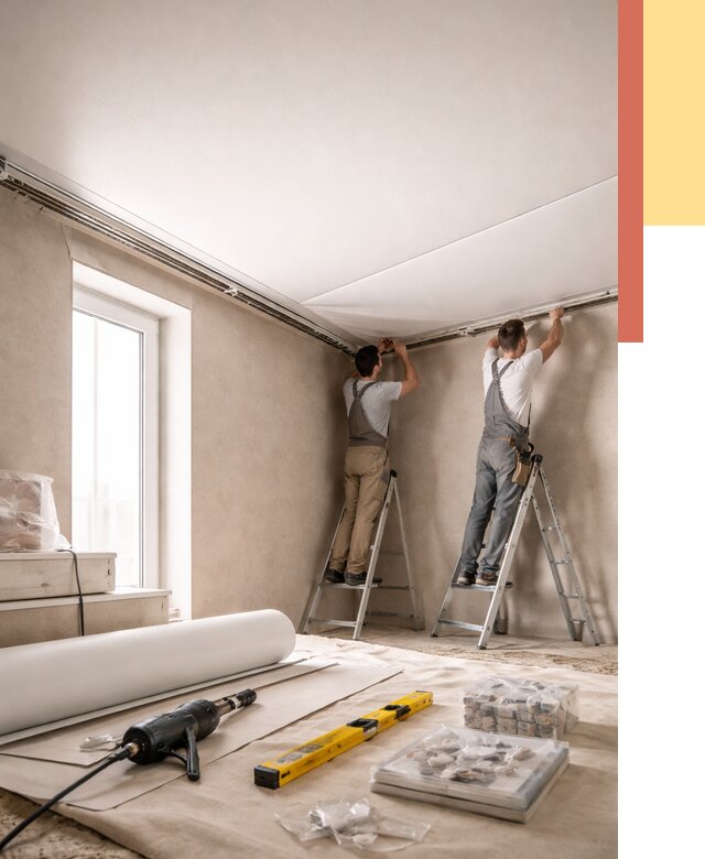 Монтаж натяжного потолка в спальне в Воскресенске от 3928 руб. под ключ | ОТДЕЛОЧНИК-Вск