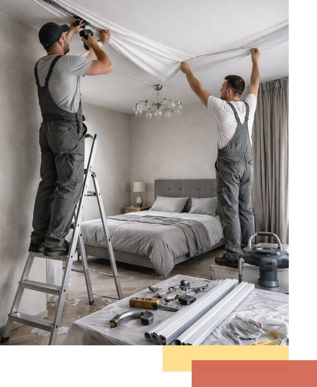 Монтаж натяжного потолка в спальне в Воскресенске