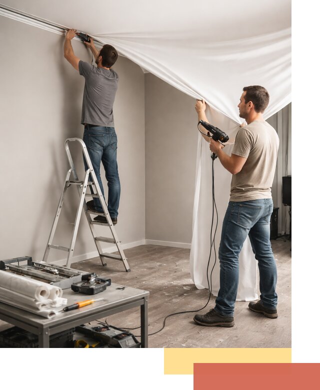 Монтаж натяжного потолка в студии в Воскресенске