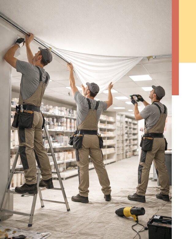 Монтаж натяжного потолка в магазине в Воскресенске от 4652 руб. быстро и недорого | ОТДЕЛОЧНИК-Вск