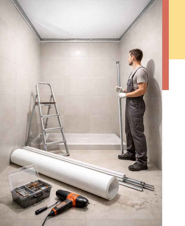 Монтаж натяжного потолка в санузле в Воскресенске от 1913 руб. — ОТДЕЛОЧНИК-Вск