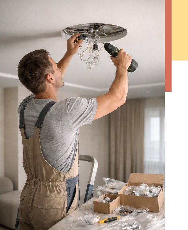 Установка люстры в натяжной потолок в Воскресенске от 1241 руб. | Быстро и недорого — ОТДЕЛОЧНИК-Вск