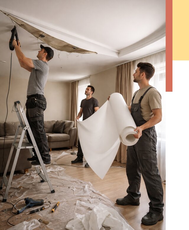 Замена полотна натяжного потолка в Воскресенске от 9821 руб. быстро и недорого | ОТДЕЛОЧНИК-Вск