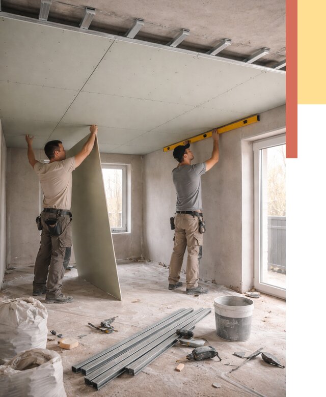 Одноуровневый потолок из гипсокартона в Воскресенске от 775 руб. — монтаж под ключ | ОТДЕЛОЧНИК-Вск