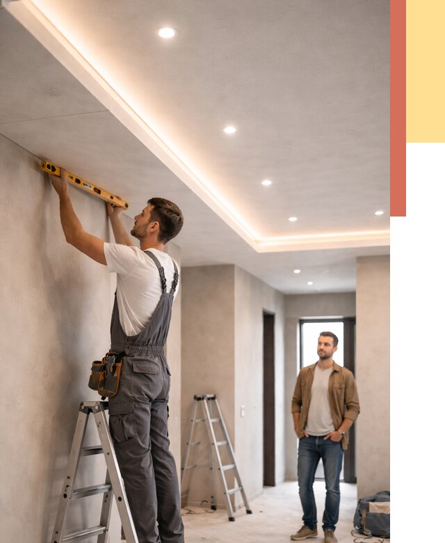 Потолок из гипсокартона с подсветкой в Воскресенске от 775 руб./м2 под ключ | ОТДЕЛОЧНИК-Вск