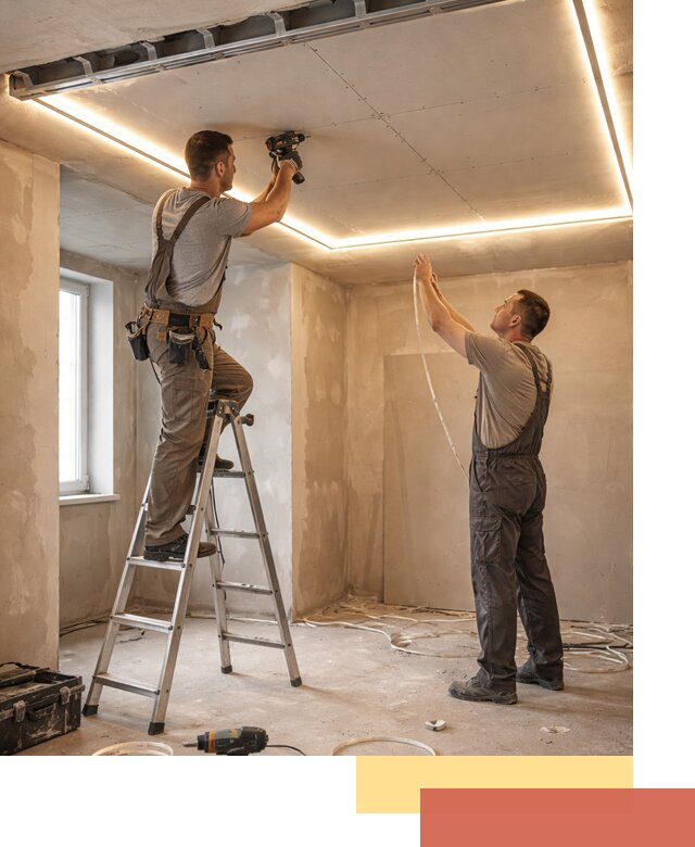 Потолок из гипсокартона с подсветкой в Воскресенске