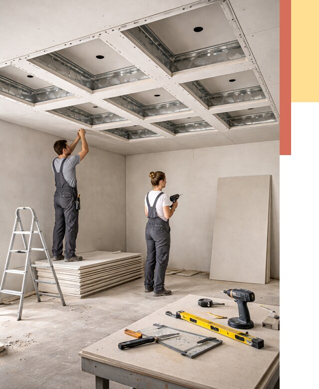 Кессонный потолок из гипсокартона в Воскресенске от 1913 руб. — монтаж и под ключ | ОТДЕЛОЧНИК-Вск